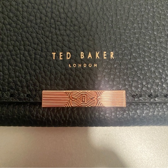 NWOT Ted Baker Janet Black Pebble Leather Matinée Wallet On Rose Gold Chain - Picture 9 of 15